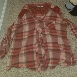 Red and Brown Button Up